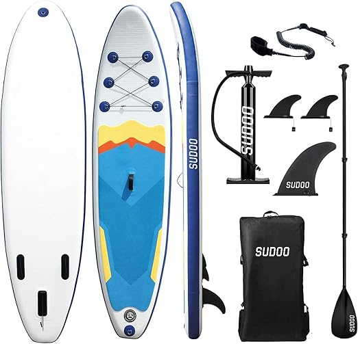 sudoo 立式桨板 10 x 30 x 6 充气 sup 桨板,适合成人和青少年,带背包